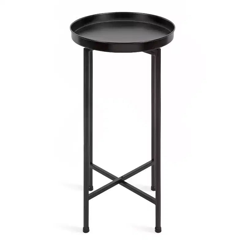 Table d'appoint pliante en métal rond