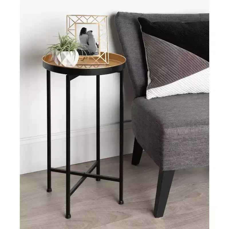 Table d'appoint pliante en métal rond