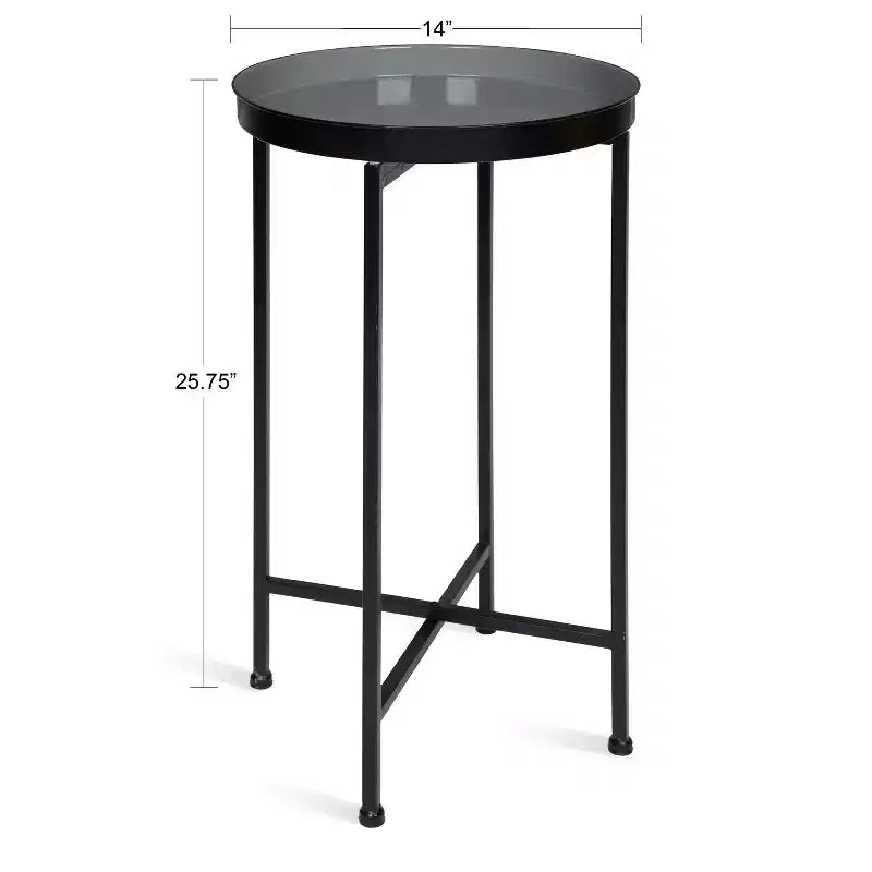 Table d'appoint pliante en métal rond