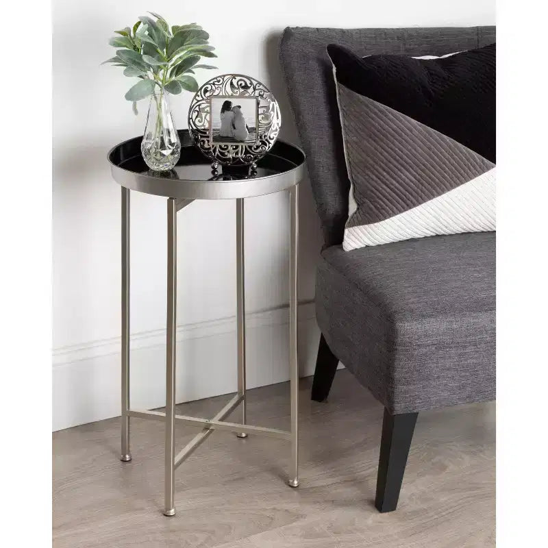 Table d'appoint pliante en métal rond