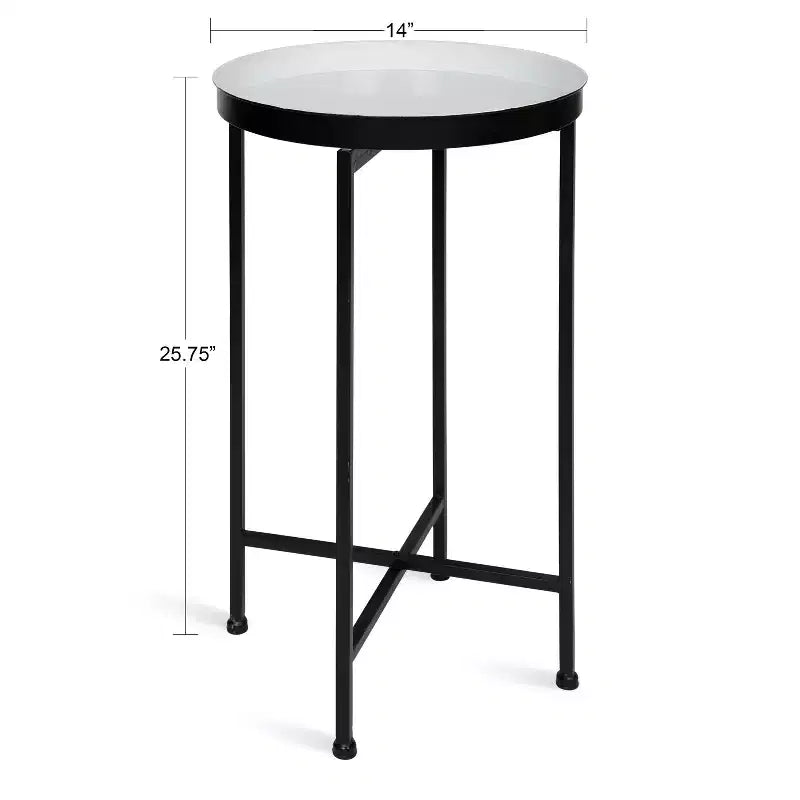 Table d'appoint pliante en métal rond