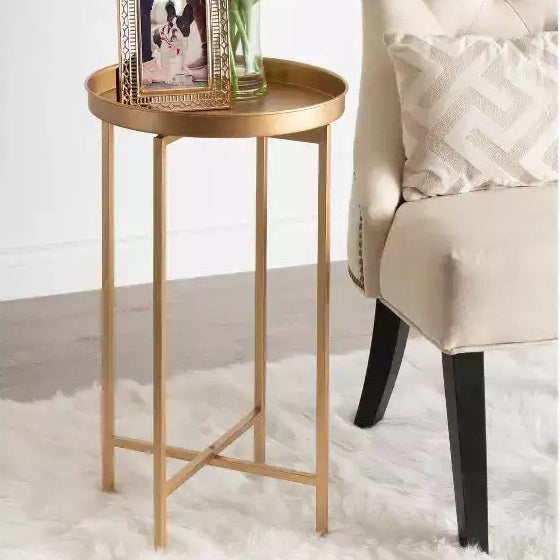 Table d'appoint pliante en métal rond