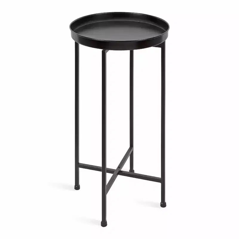 Table d'appoint pliante en métal rond