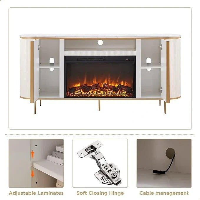 70 Meuble TV moderne de luxe avec cheminée, Centre de divertissement, Console TV