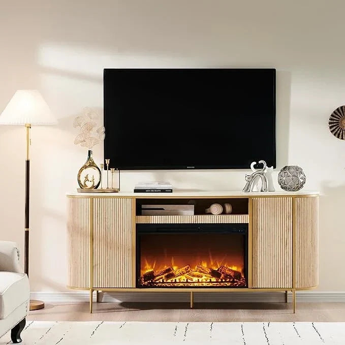 70 Meuble TV moderne de luxe avec cheminée, Centre de divertissement, Console TV