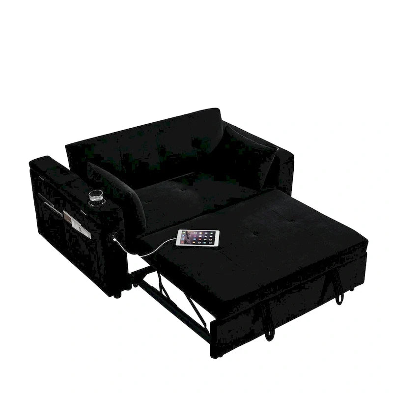 Canapé convertible 54 pouces avec lit gigogne, double assise, fonction relax