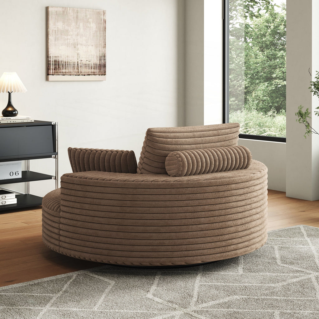 Fauteuil pivotant simple en velours côtelé et chenille avec rembourrage en mousse