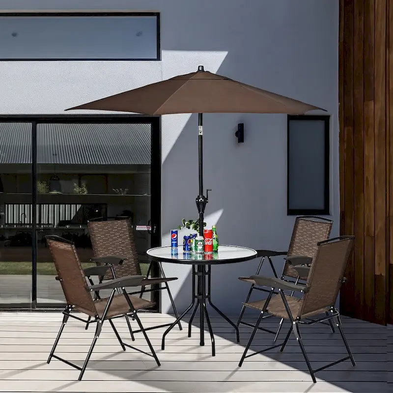 Table ronde de jardin Costway 32 avec plateau en verre trempé