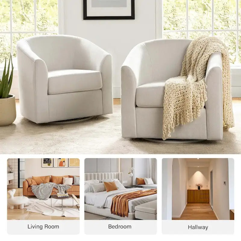 Fauteuil Cuenca moderne en tissu avec piètement pivotant