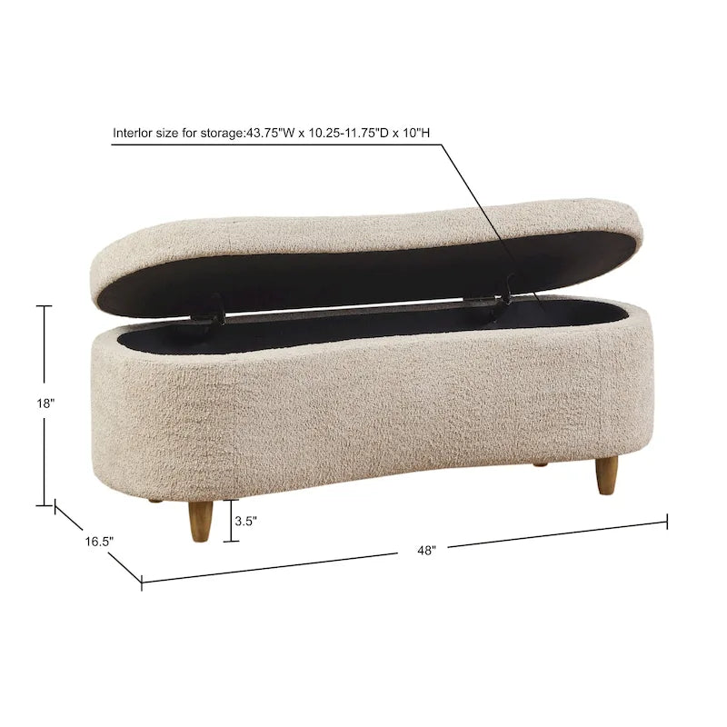 Banc de rangement rabattable INK+IVY Bailey Taupe Boucle