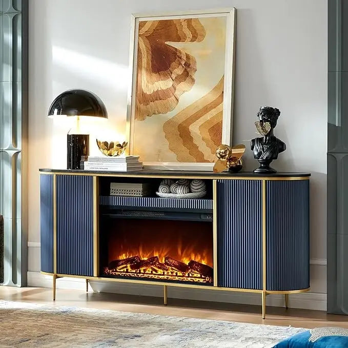 70 Meuble TV moderne de luxe avec cheminée, Centre de divertissement, Console TV