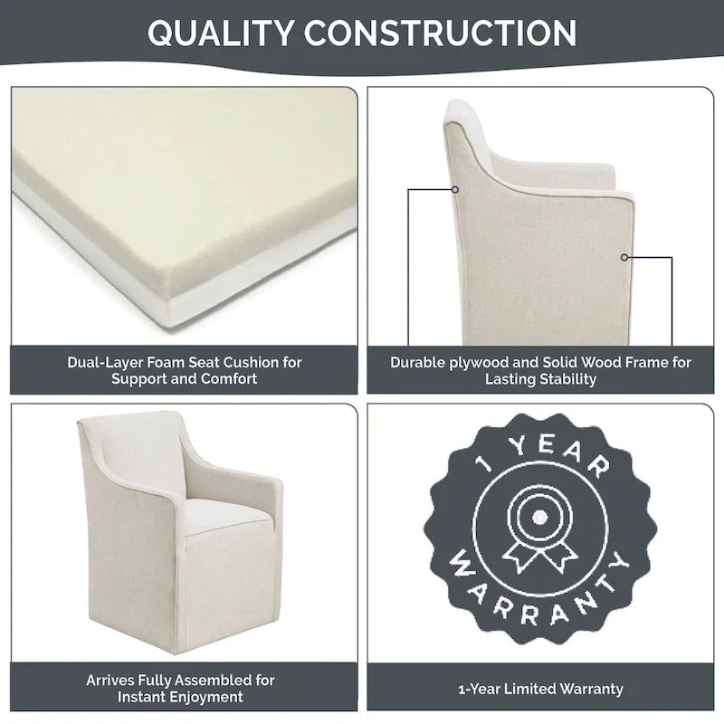 Chaise de salle à manger Charlotte avec roulettes