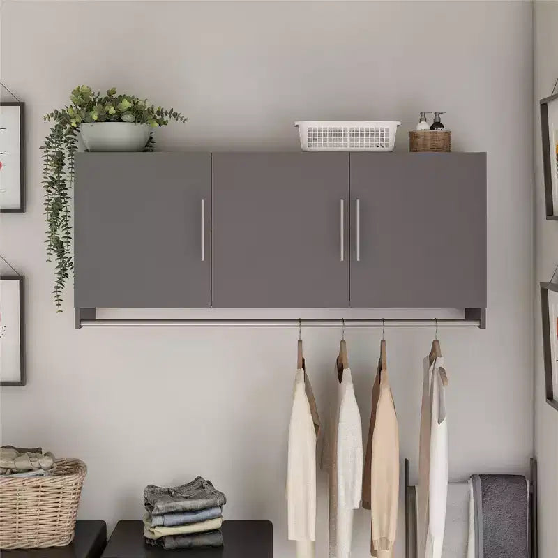 Meuble haut à 3 portes avec tringle, MDF stratifié