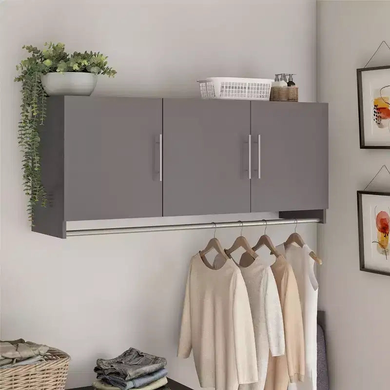Meuble haut à 3 portes avec tringle, MDF stratifié