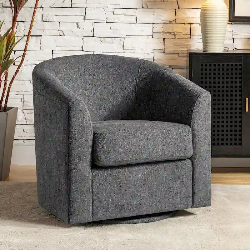 Fauteuil Cuenca moderne en tissu avec piètement pivotant