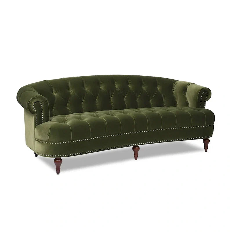 Canapé capitonné chesterfield La Rosa 84 en velours, style moderne du milieu du siècle
