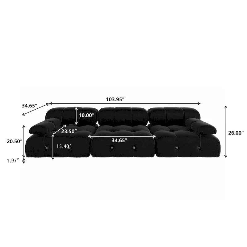 Canapé d'angle modulable noir en velours