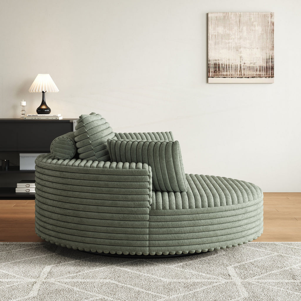 Fauteuil pivotant simple en velours côtelé et chenille avec rembourrage en mousse