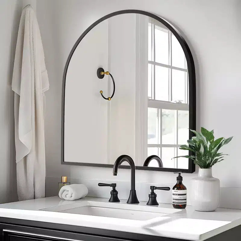 Dovelina Arched Metal Framed Wall Mirror Bathroom Vanity Mirror