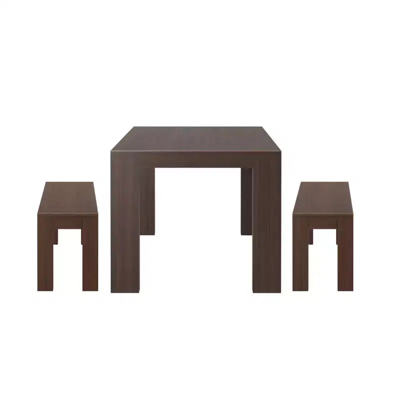 Table à manger en bois massif avec bancs, 6 places
