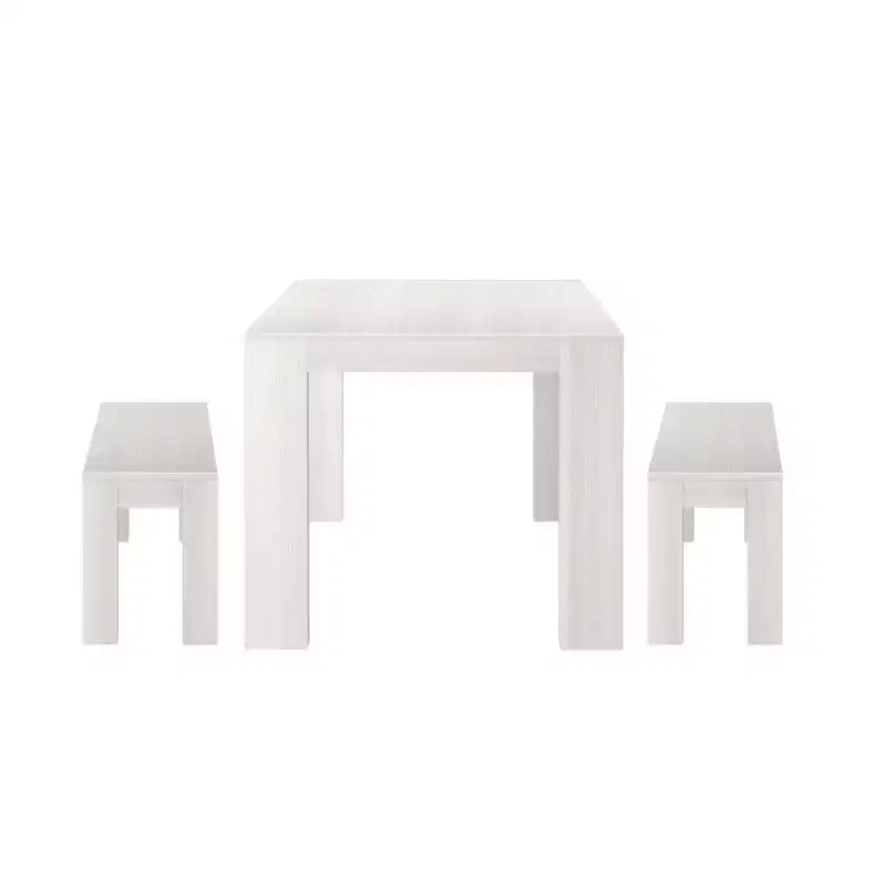 Table à manger en bois massif avec bancs, 6 places