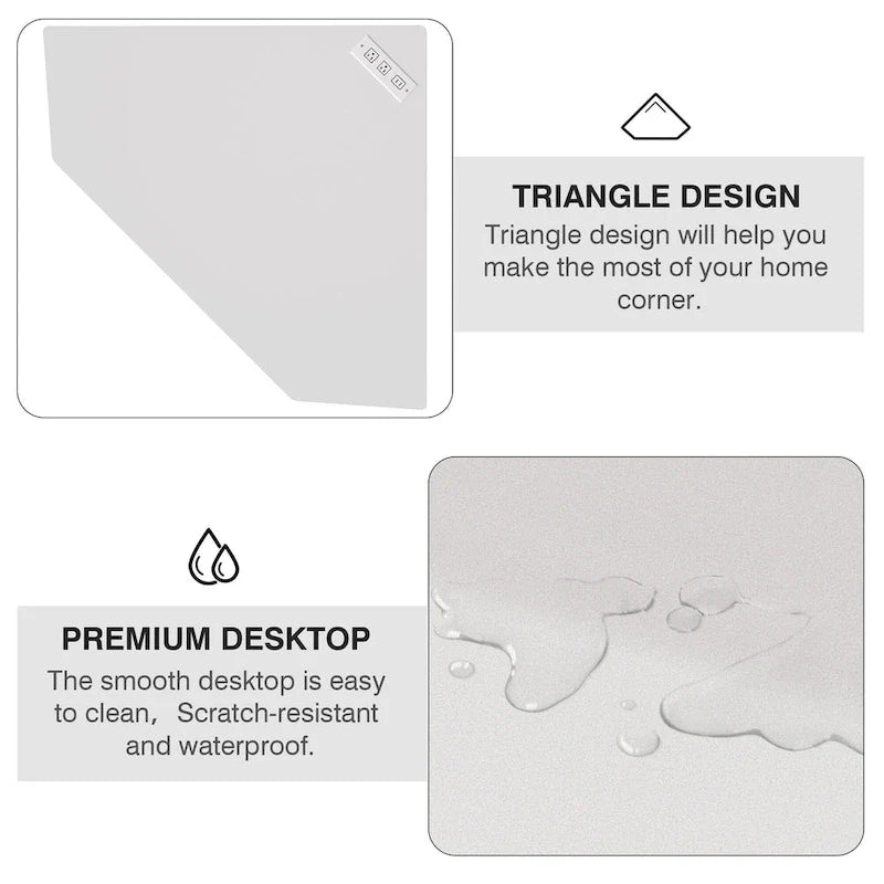 Bureau d'Angle Petit Bureau avec Prises, Table d'Angle pour Petit Espace, Bureau d'Ordinateur avec Ports USB, Bureau Triangle avec Rangement