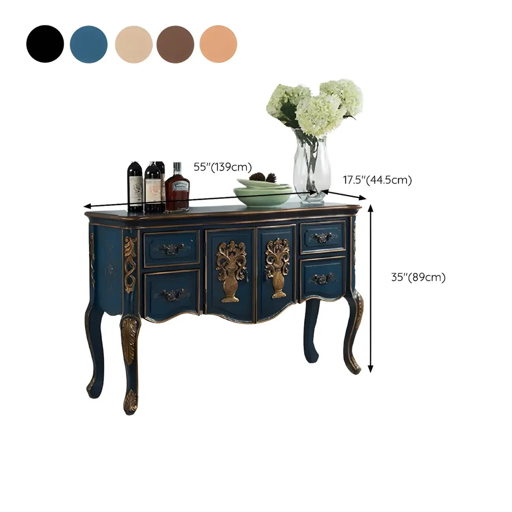 Console de rangement en bois de café avec tiroirs