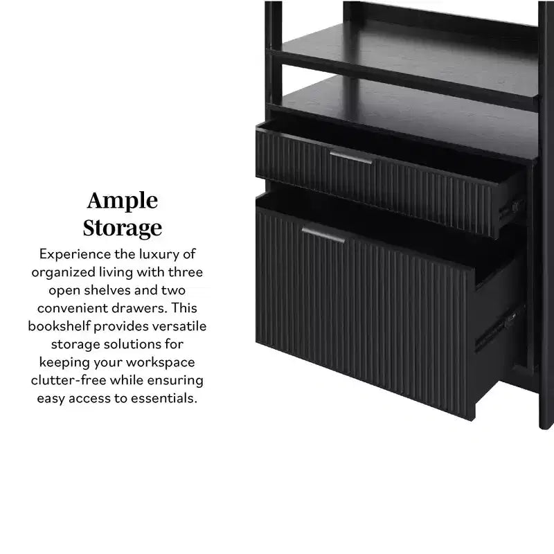 Étagère cannelée de 70 po avec tiroirs