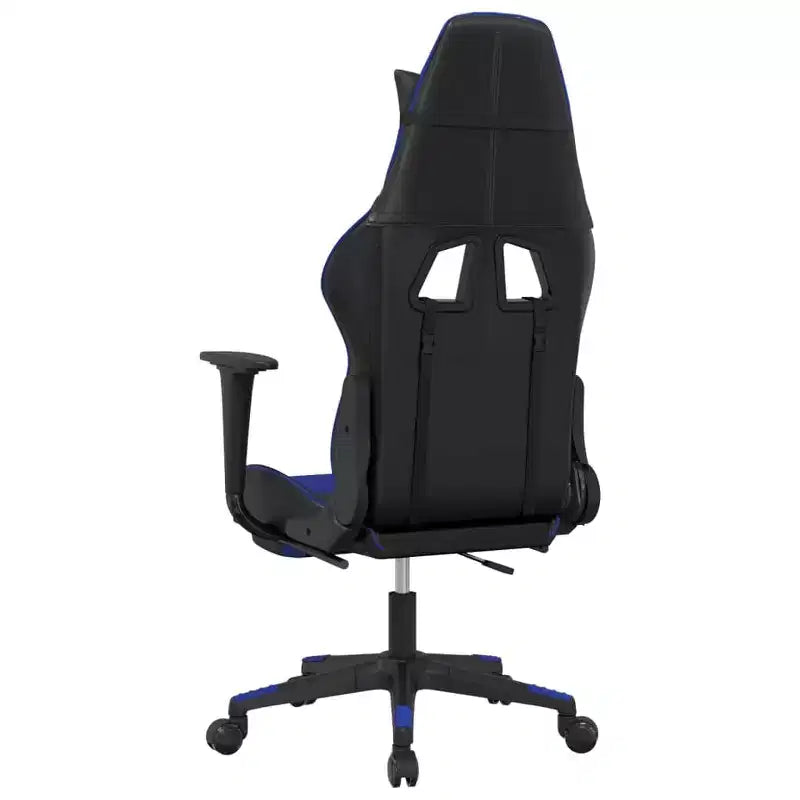 Fauteuil de jeu réglable avec repose-pieds et fonction massage, similicuir noir et bleu