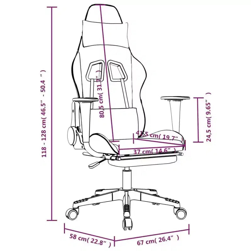 Fauteuil de jeu réglable avec repose-pieds et fonction massage, similicuir noir et bleu