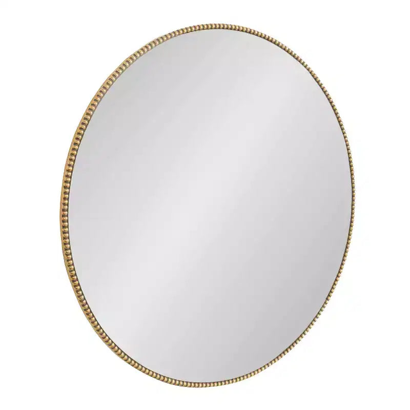 Gwendolyn Round Beaded Accent Wall Mirror Gold - Kate and Laurel