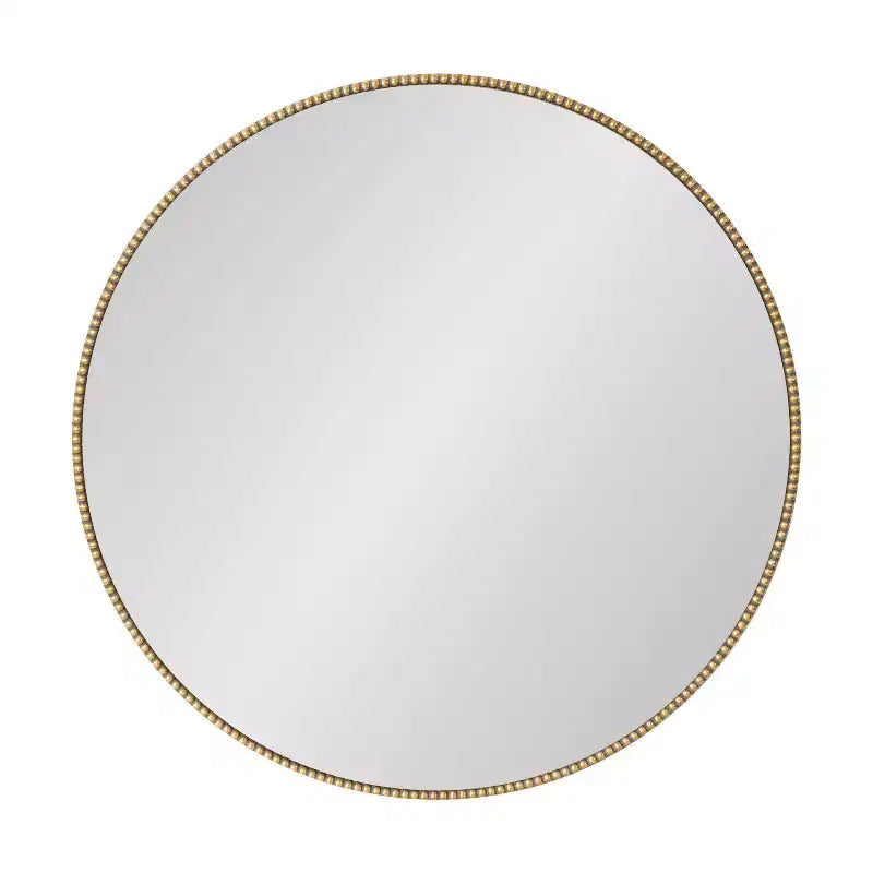Miroir mural rond avec perles décoratives, doré, 71,1 cm