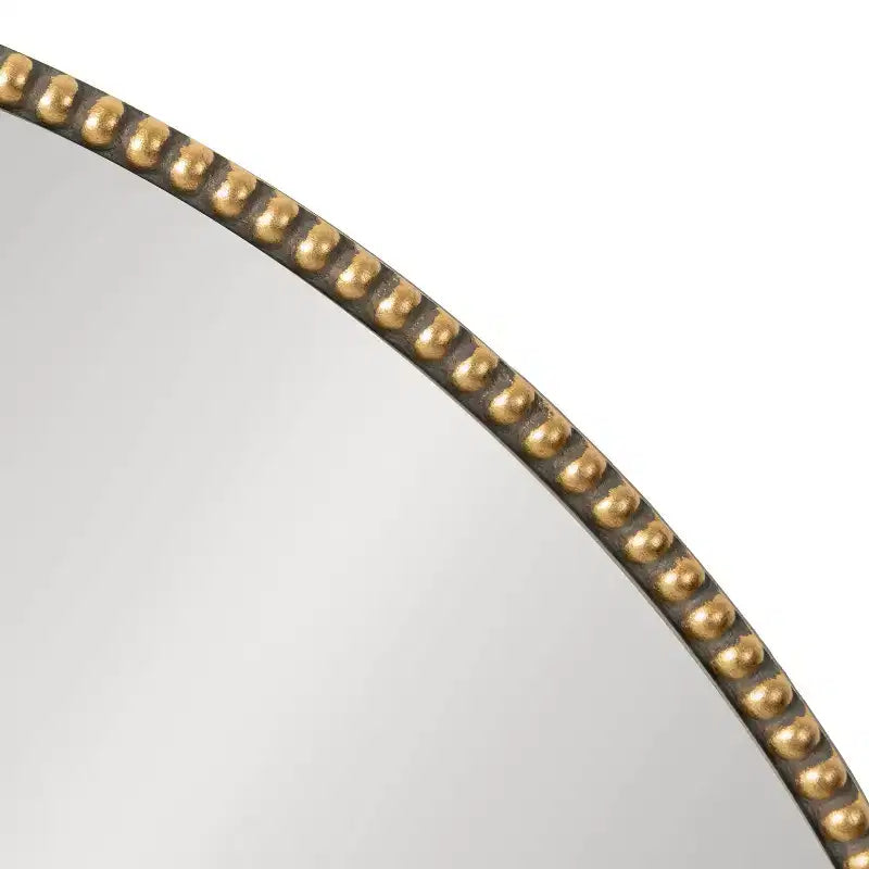Miroir mural rond avec perles décoratives, doré, 71,1 cm