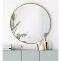 Miroir mural rond avec perles décoratives, doré, 71,1 cm