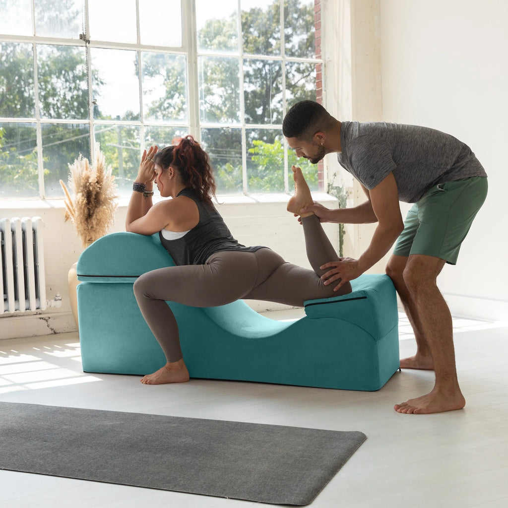 Avana Kami Chaise convertible / Yoga & Massage - Pouf 2 en 1 avec chaise longue de yoga escamotable, Microvelours - N/A
