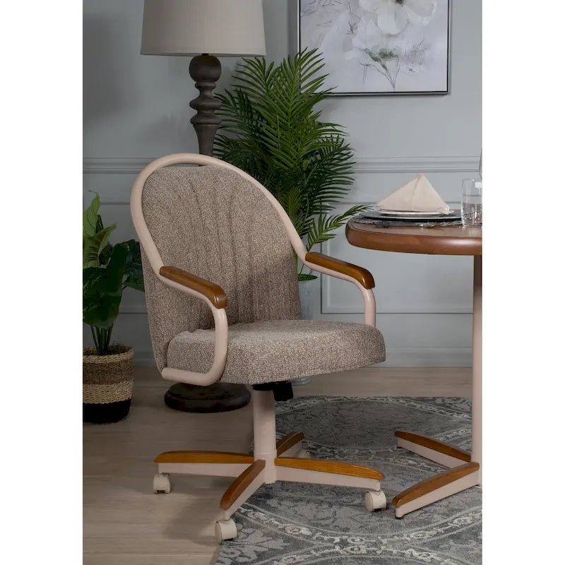 Chaise pivotante et inclinable à roulettes avec coussin pour salle à manger décontractée