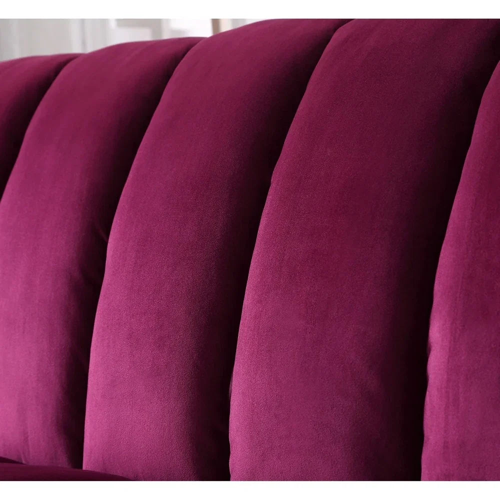 Canapé convertible de salon en tissu matelassé avec dossier cannelé