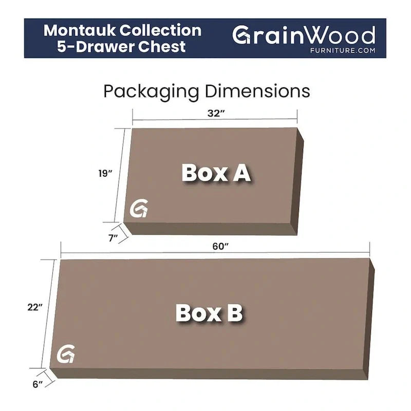 Commode 5 tiroirs en bois massif Montauk Grain Wood Furniture