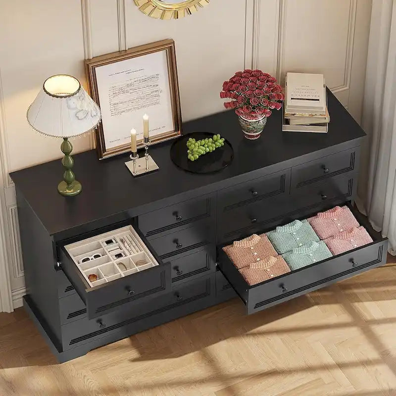 Commode à 10 tiroirs, grande commode à 55 tiroirs en bois et chiffonnier