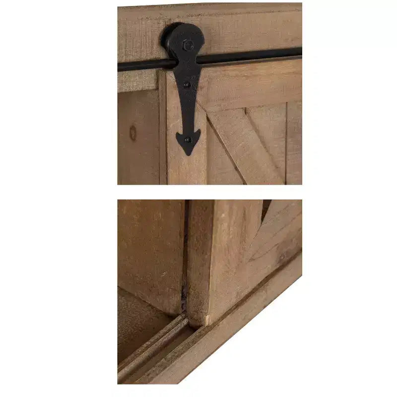 Armoire murale décorative en bois avec miroir de courtoisie et porte coulissante style grange, rustique