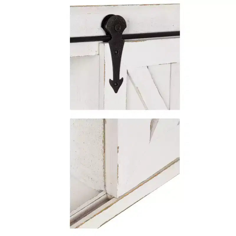 Armoire murale décorative en bois avec miroir de courtoisie et porte coulissante style grange, rustique