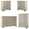Ensemble de chambre à coucher 4 pièces Farmhouse - 2 tables de chevet, 1 commode et 1 chiffonnier