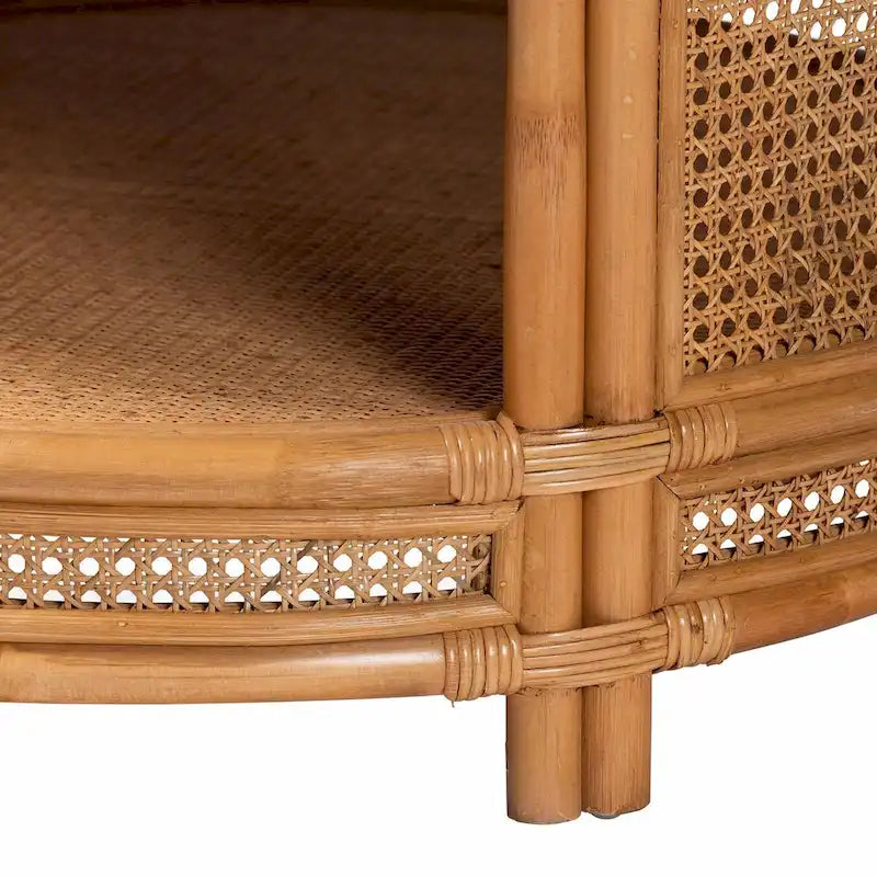 Table basse bali & pari Louis, rotin marron naturel, style bohème moderne