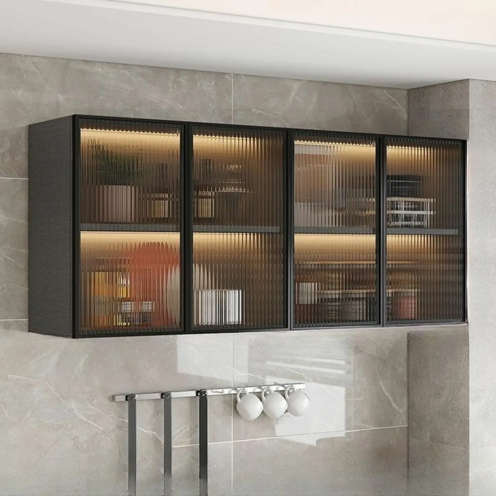 Armoire de cuisine murale grise en bois pour rangement