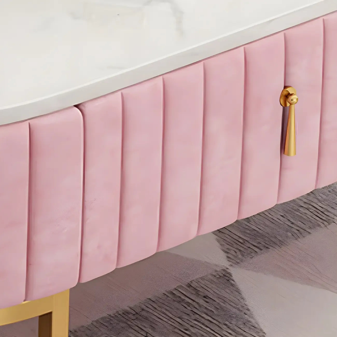 Meuble TV de rangement 79 Glam en marbre gris avec pieds