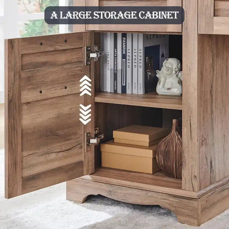 Bureau d'angle exécutif en forme de L 60 Farmhouse, bureau d'angle en bois, bureau d'ordinateur