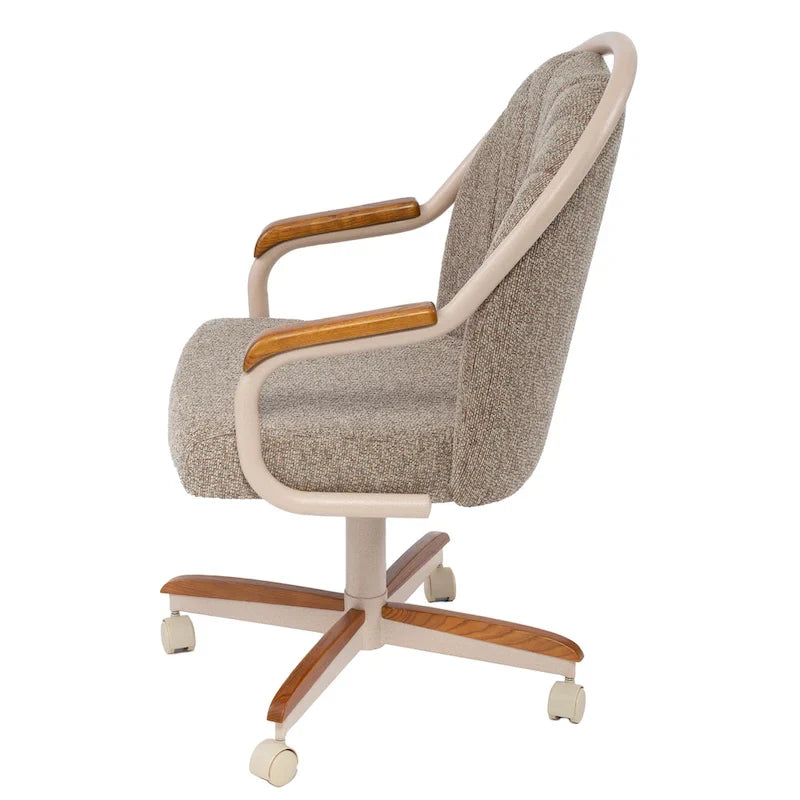 Chaise pivotante et inclinable à roulettes avec coussin pour salle à manger décontractée