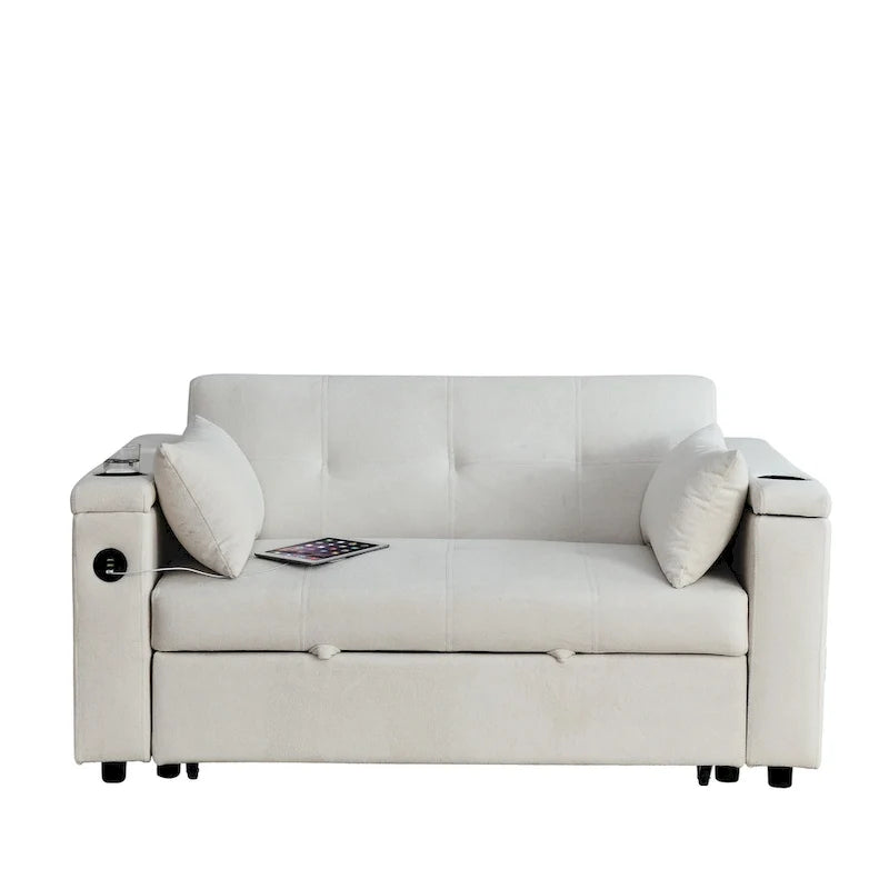 Canapé convertible 54 pouces avec lit gigogne, double assise, fonction relax
