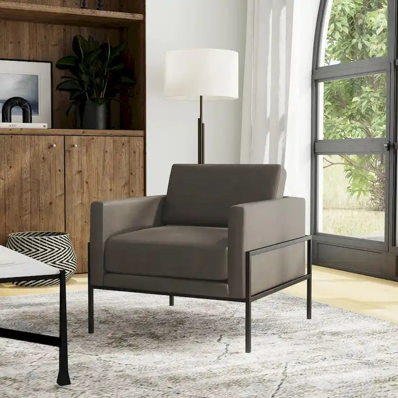 Fauteuil club moderne HomePop rembourré avec cadre en métal
