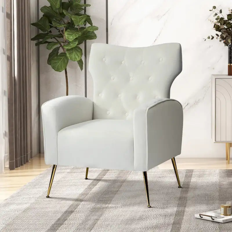 Chaise touffetée Abadiana avec accent et piètement en métal